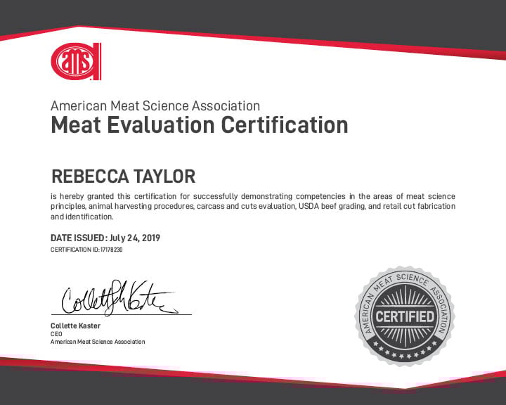AMSA Meat Evaluation Certification